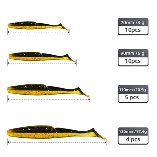 MEREDITH T-Tail Soft Fishing Lure 70/90 มม.110 มม.130 มม.สําหรับ Barracuda Pike ปลาอุปกรณ์เสริมเหยื่อตกปลาพลาสติกอ่อน