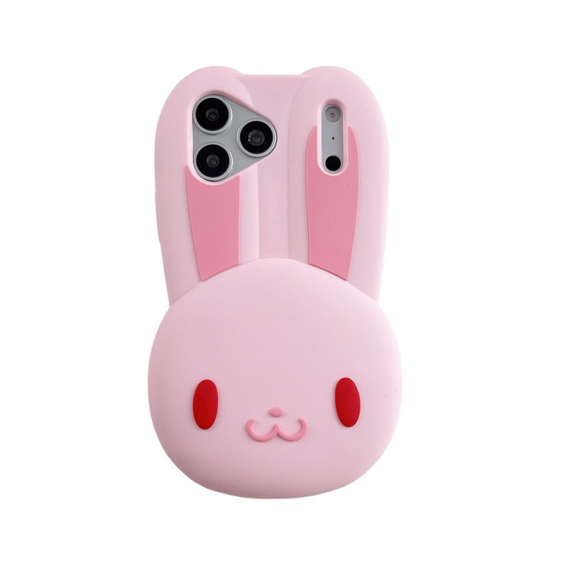 สําหรับ iPhone 17 Pro Max 16 15 14 Plus 13 12 Pro MAX 11 Kawaii 3D การ์ตูน Big face กระต่ายกระต่ายซิลิโคนนุ่มเคสโทรศัพท์