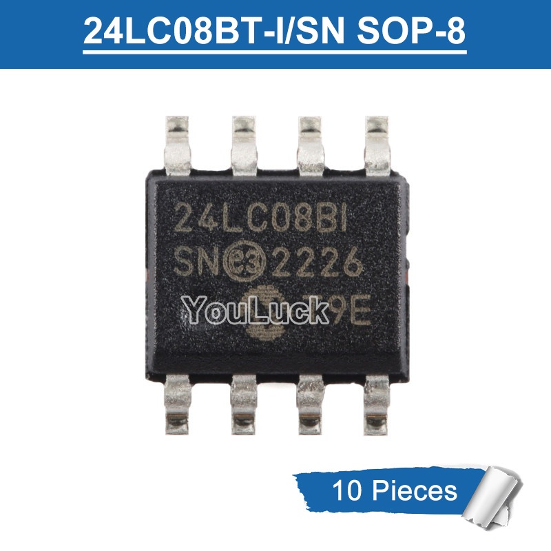 10pcs Original 24LC08B 24LC08BI 24LC08B1 24LC08BT-I/SN SOP-8 SMD ชิปหน่วยความจํา IC ใหม่