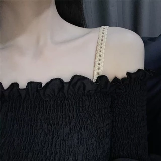 สายบราลูกไม้ แฟชั่นน่ารัก หน้าร้อน สายเปลี่ยนเสื้อชั้นใน ลายฉลุ ระบายอากาศดี สายเสื้อในสีดำ นุ่มและยืดหยุ่น พยุงได้ดี