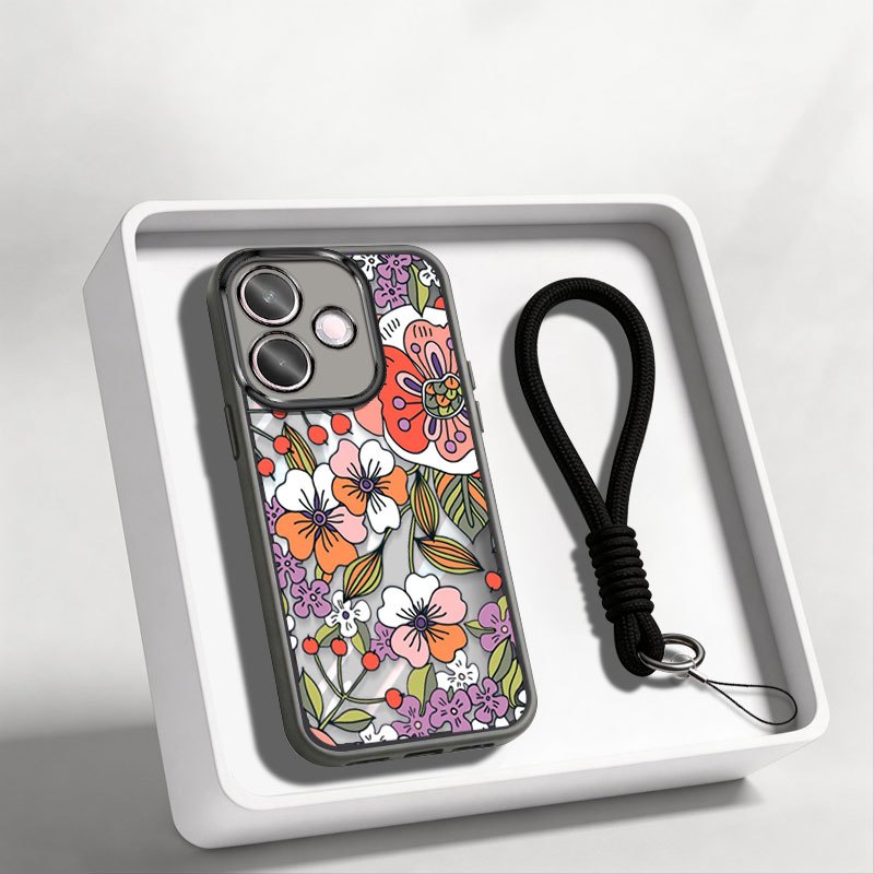 VRQR สําหรับ Oppo A5i A5 Pro 5G 4G A5X A5i A5 4G 5G Retro สไตล์พิมพ์ใสกันกระแทกเคสโทรศัพท์พร้อมเชือก