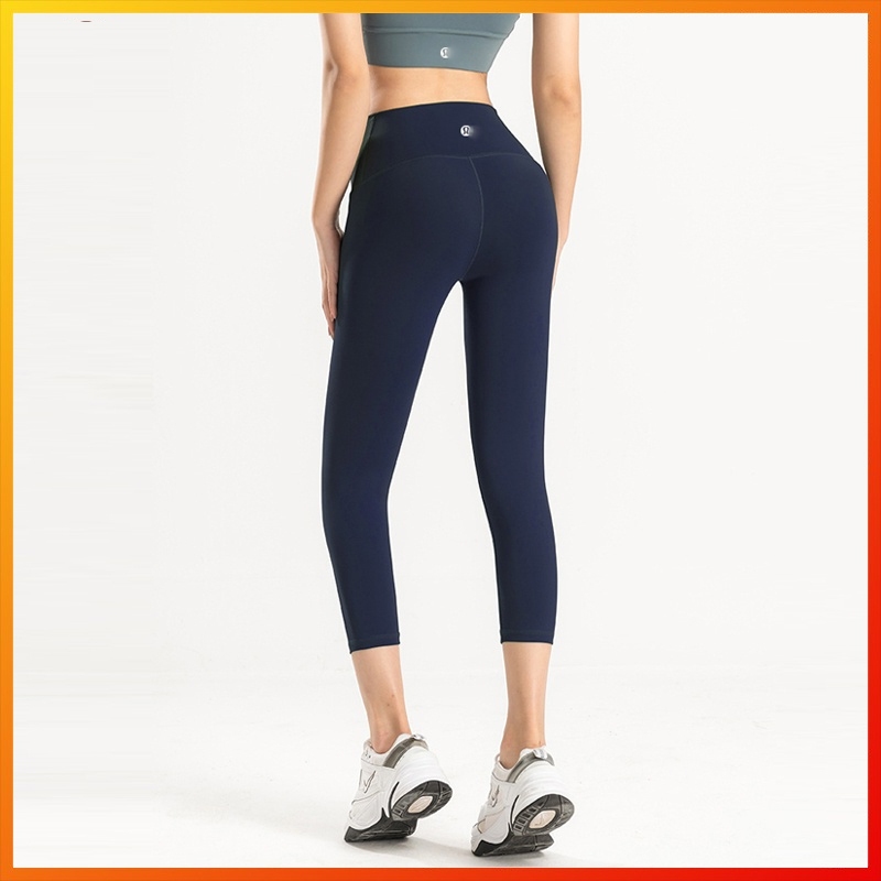 Lulu กีฬาโยคะใหม่ Capris no hives line กางเกงออกกําลังกายโยคะ QFK701