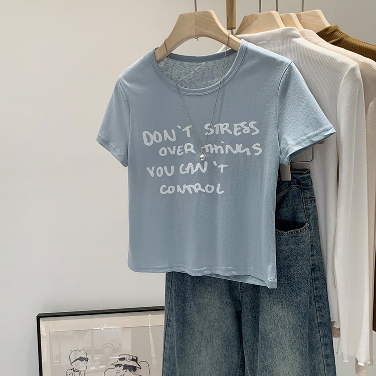 เสื้อยืดแขนสั้นคอกลม พิมพ์ลายอักษรสไตล์ลำลอง เหมาะสำหรับทุกกิจกรรมและงานแข่งขัน99305