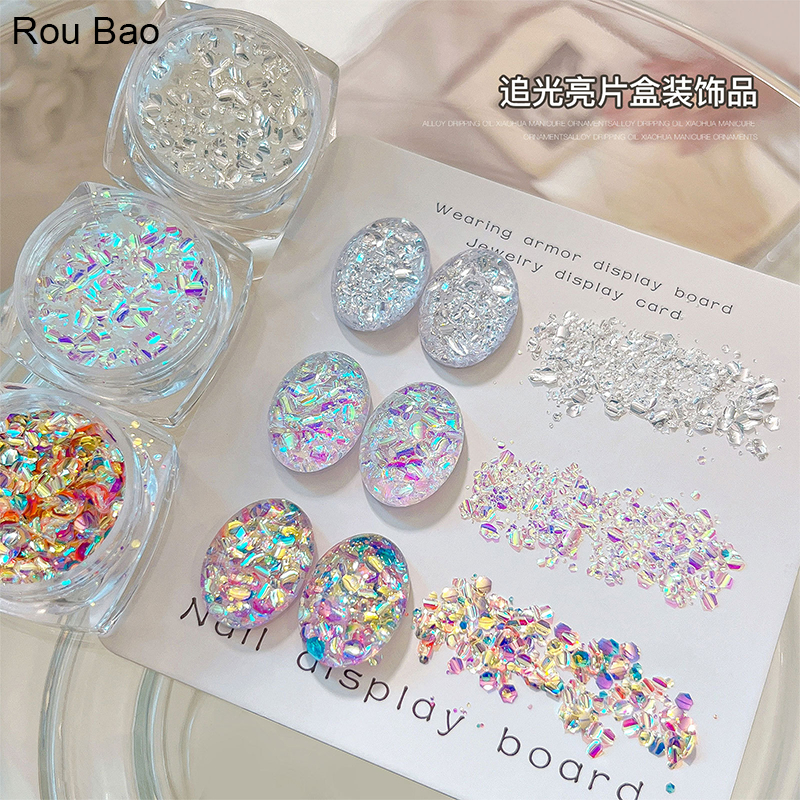 Rou Bao เล็บ Super Flash เลื่อม Glitter สีสัน Girly Nails Art DIY Charms ตกแต่ง