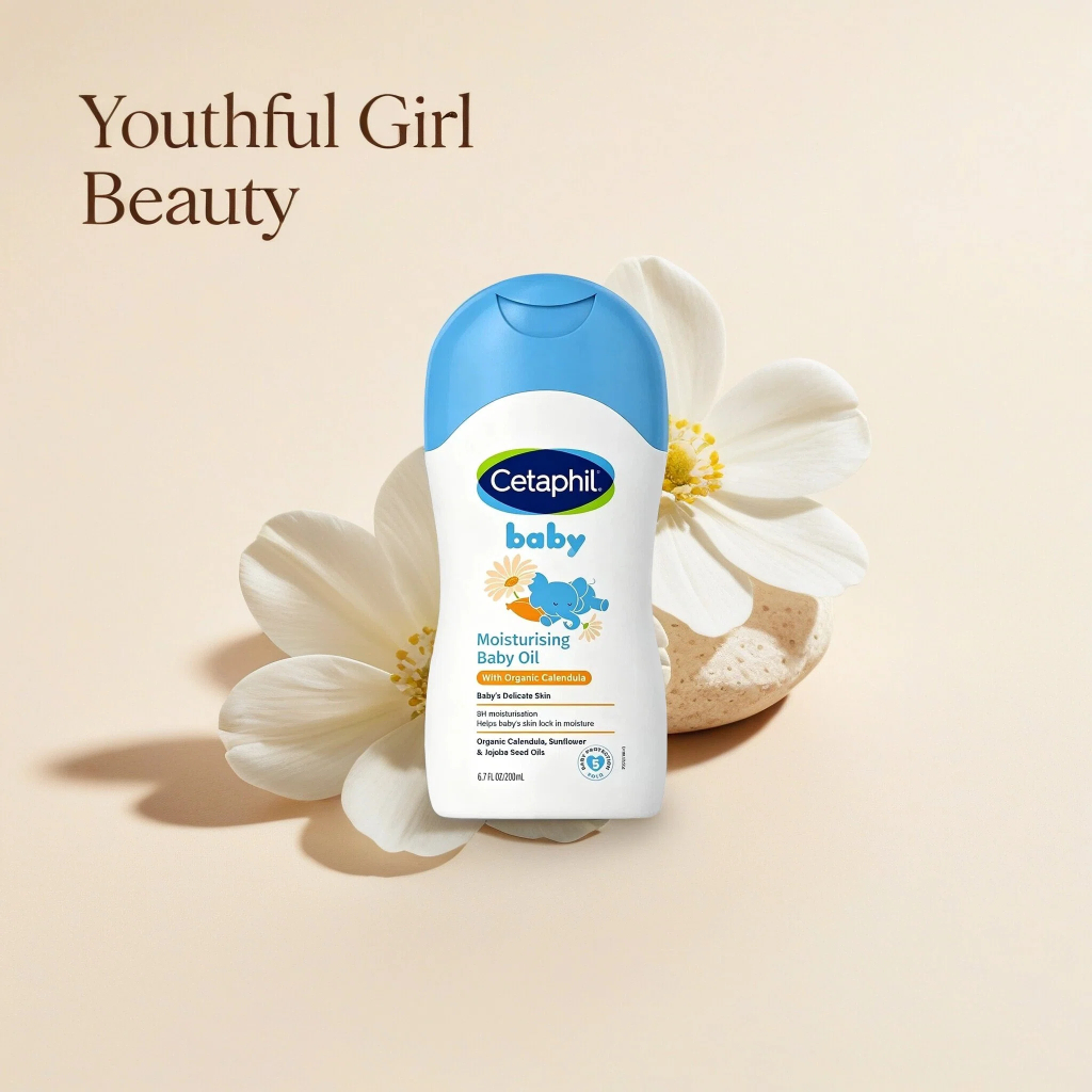 New & UpgradedCepahil Baby Moisturising Oil 200ml, พร้อม Calendula ออร์แกนิกสําหรับนวดอ่อนโยน & 8HR 