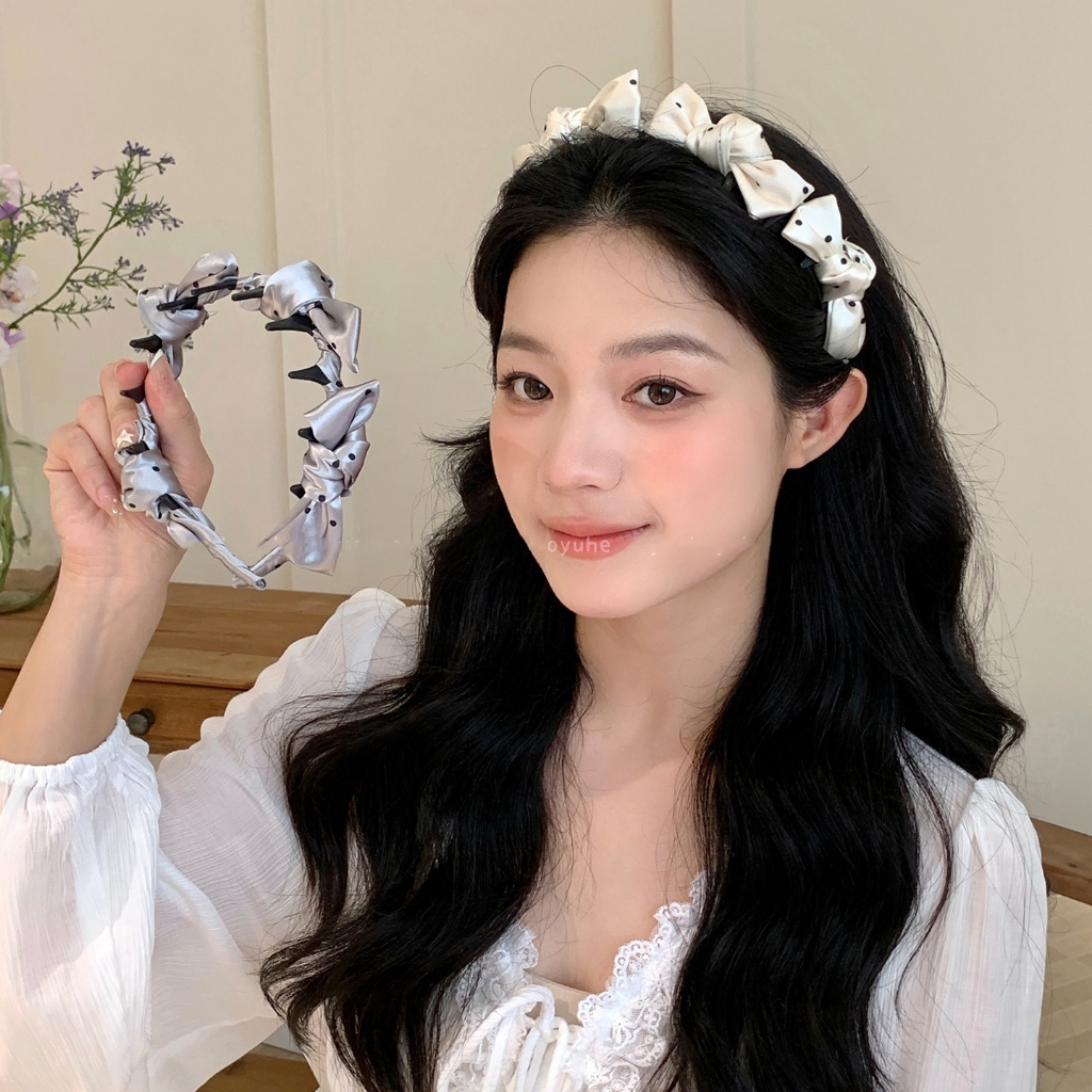 ที่คาดผมโบว์ลายจุดเกาหลีแฟชั่นสําหรับผู้หญิงของขวัญวันเกิดน่ารักสําหรับนักเรียน