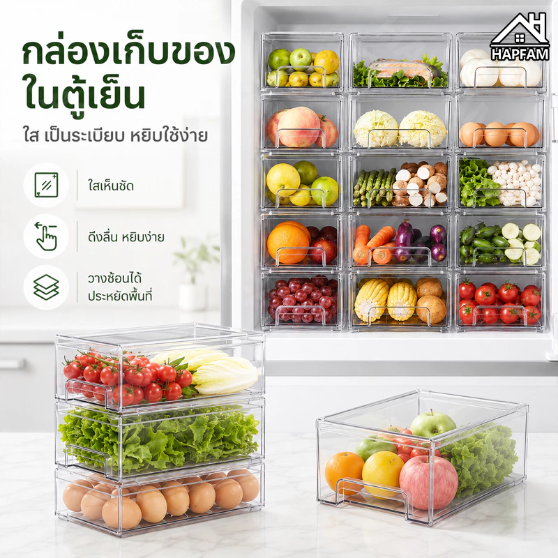 กล่องเก็บของแบบดึงออกได้ วางซ้อนกันได้ ความจุมาก พร้อมรางเลื่อน เหมาะสําหรับใช้ในตู้เย็น ห้องครัว ห้องนอน แข็งแรงทนทาน มีให้เลือกหลากหลายขนาด