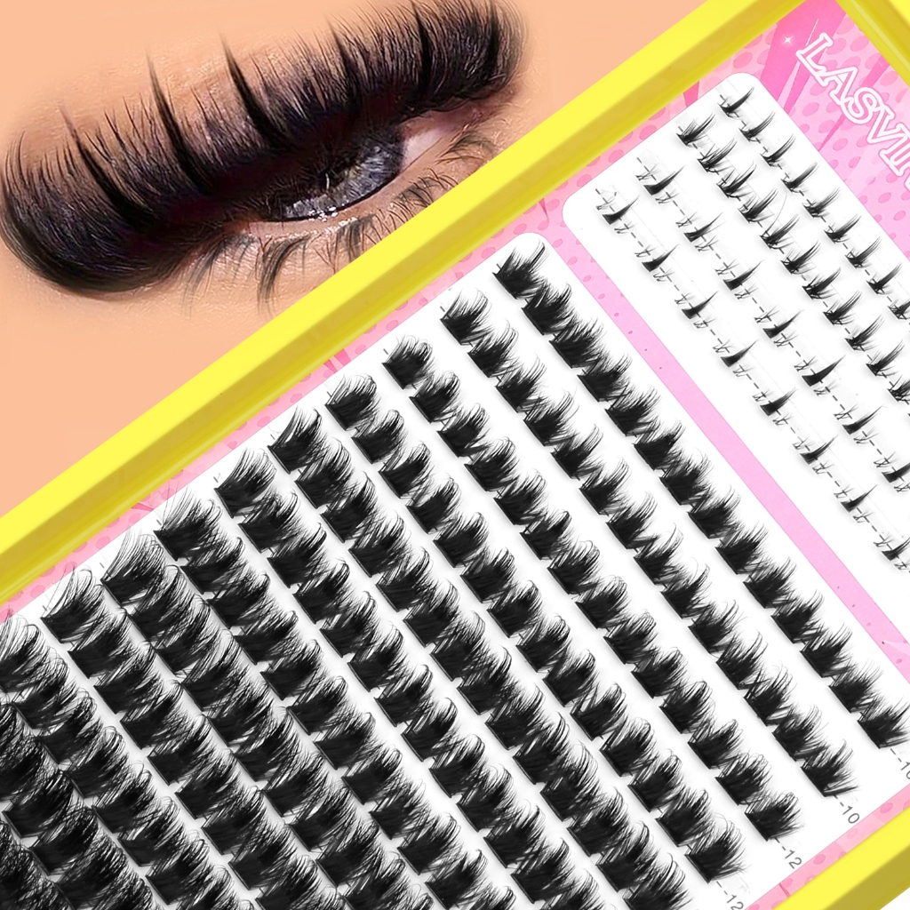 GROINNEYA Clustered Eyelashes Voluminous Cat Eye Eyelashes Wet tip Lower Hybrid Eyelashes Extension
