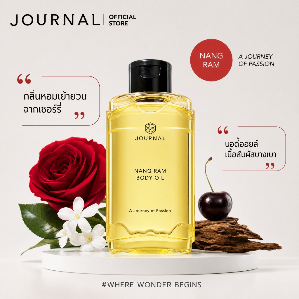 [ของแท้ 100%] Journal Nang Ram Body Oil 180ml น้ําหอมหรูหรา Body Oil น้ําหนักเบา Fast Absorbing