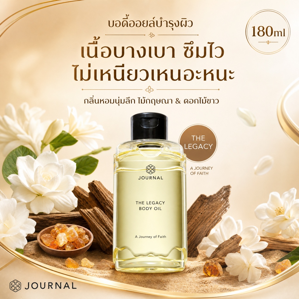 [ของแท้ 100%] Journal The Legacy Body Oil 180 ml.บอดี้ออย ออยล์บำรุงผิว เนื้อบางเบา ซึมไว กลิ่นหอมนุ