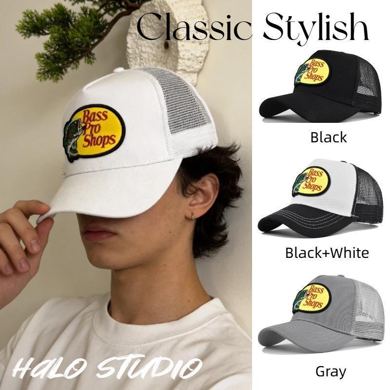 Bassproshops หมวกรถบรรทุกพิมพ์ลายฤดูร้อนตาข่ายหมวกแหลม