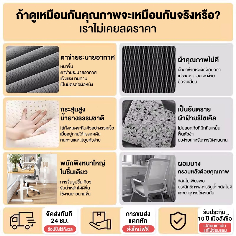Islandelephant เก้าอี้ทํางาน เก้าอี้สำนักงาน ปรับความสูงได้ 10ซม พนักพิงกว้างขึ้น เบาะนุ่มและหนา ที่วางแขนปรับได้ ด้วยระบบไฮโดลิค Office Chair ราคา ถูกที่สุด ดีลบีเคเค แกลเลอรีภาพที่ 7