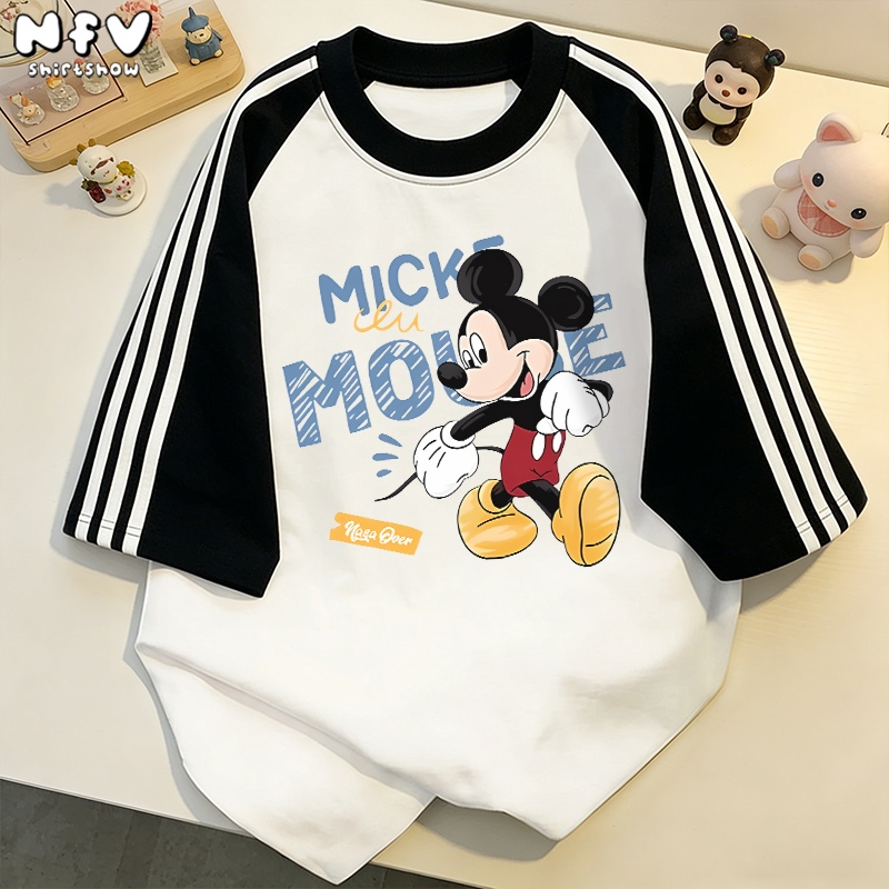 NFV มาใหม่✨ลายพิมพ์มิกกี้เมาส์ เสื้อยืดคอกลมแขนสั้น Mickey Mouse ผ้าหนายับยากรีดง่าย ใส่สบาย YG1142