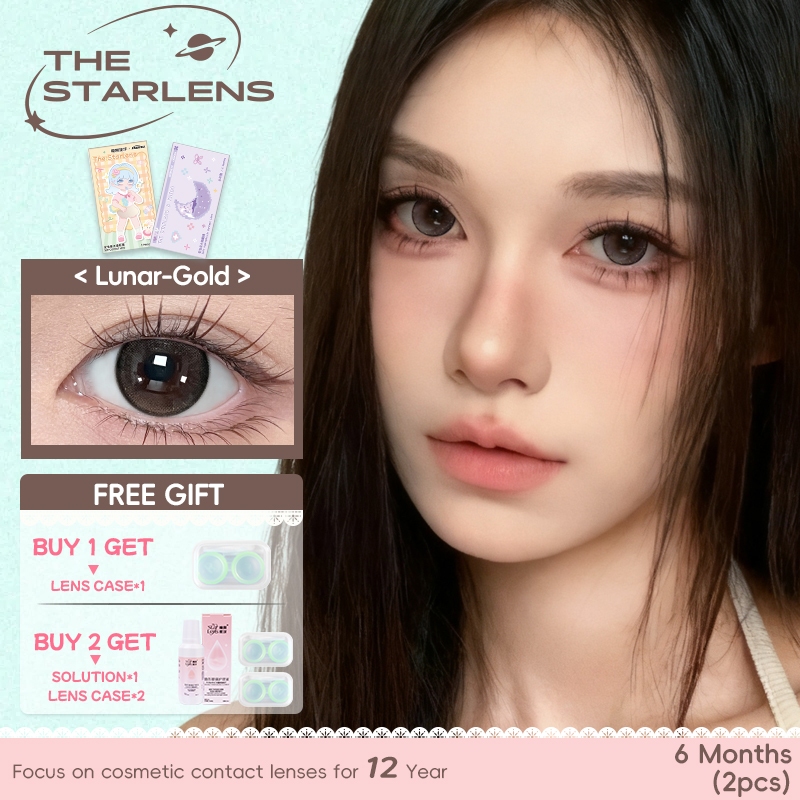 Starlens คอนแทคเลนส์ 1 คู่ คอนแทคเลนส์สีน้ําตาล/ดํา DIA14.2-14.5mm Soft Lens  6 เดือน บิ๊กอาย contact lens