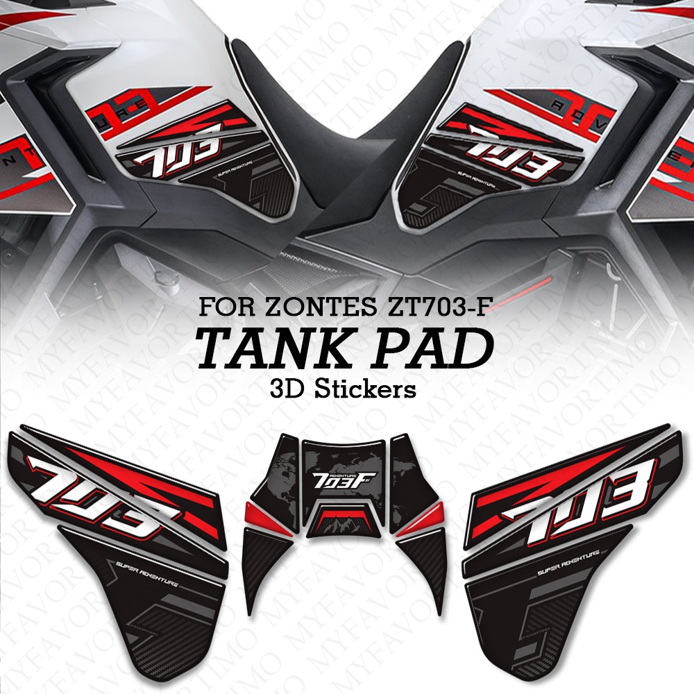 3D สติกเกอร์สําหรับ Zontes ZT703-F ZT-703F ZT 703F 703 F ผจญภัยจักรยานถัง Pad TankPad Cap Grips แก๊ส