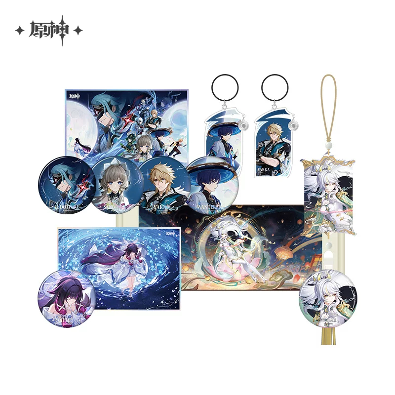 Sunsyea Genshin Impact สินค้าอย่างเป็นทางการ miHoYo เดิมแท้ RGZDYYGLR Badge พวงกุญแจ Wanderer Dottore Columbina Varka