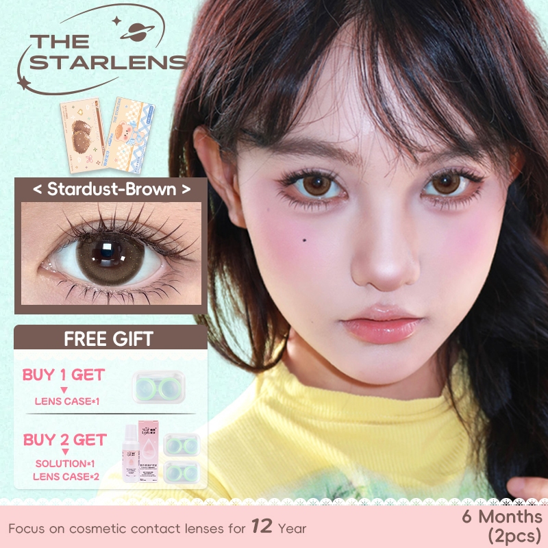 Starlens คอนแทคเลนส์ 1 คู่ DIA14.2-14.5mm lens คอนแทคเลนส์สีน้ําตาล/เทา คัดเกรด 0.0-8.0 สําหรับ 6 เดือน คอนแทคเลนส์ธรรมชาติ