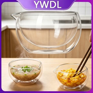 Double Wall Glass Matcha Bowl พร้อม Spout สลัดชามผสมชามครัวสําหรับไข่ Beating Baking Service