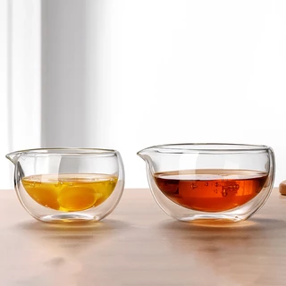 Double Wall Glass Matcha Bowl พร้อม Spout สลัดชามผสมชามครัวสําหรับไข่ Beating Baking Service