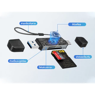 Acer การ์ดรีดเดอร์ เครื่องอ่านการ์ด SD แบบ 2 in 1card reader OTG USB 3.0 Type C to Micro SD รองรับการใช้งานร่วมกับแล็ปท็อป PC iPhone 15/16/17 MacBook Pro Air iPad Pro และอุปกรณ์ Android UC202