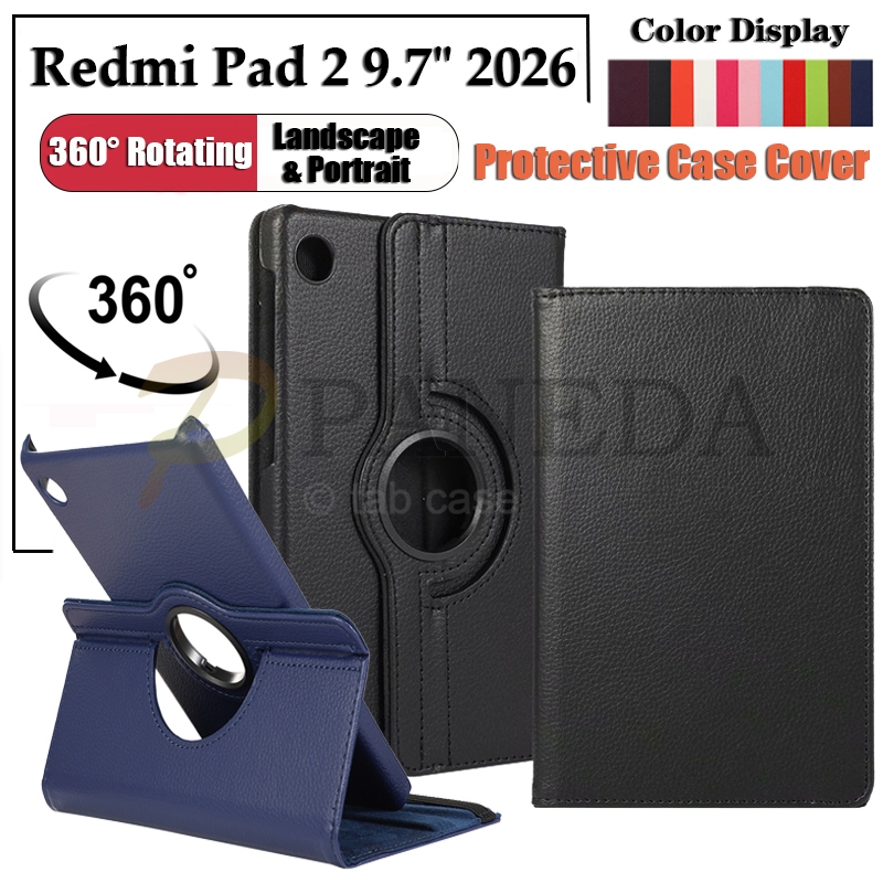 ปลอกสําหรับ Redmi Pad 2 9.7" 2026 แท็บเล็ตฝาครอบป้องกัน Redmi Pad 2 SE 9.7" 2026 แฟชั่นสกิน 360° ซองหนังโฟลิโอแบบพับแบบพับแบบพับพลิกได้