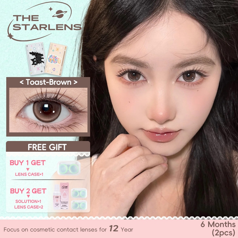 Starlens คอนแทคเลนส์  1 คู่ DIA14.2-14.5 มม. คอนแทคเลนส์ Toast-brown ใช้สําหรับเกรดตาตุ๊กตา 6 เดือน(0.0~ 8.0)