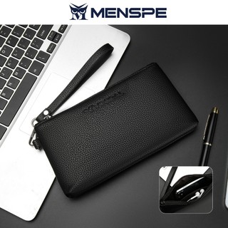 MENSPE Hand Bag Soft Hand Wallet Multi-Functional Large Capacity Handbag Zipper Wallet Retro Soft PU Long Business Purse Multi-Card ตําแหน่ง ID บัตรเครดิตผู้ถือกระเป๋าเหรียญ