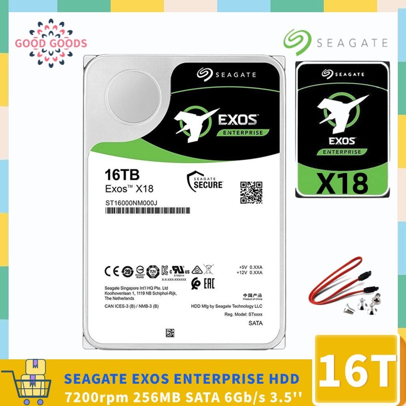 SEAGATE EXOS X18 16TB ST16000NM000J 3.5 HDD 7200rpm 256MB SATA 6Gb/s Enterprise ฮาร์ดไดรฟ์ภายใน