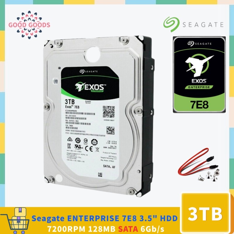 SEAGATE EXOS 7E8 3TB ST3000NM0005 ENTERPRISE 3.5 HDD 512N 7200rpm 128MB แคช SATA 6 กิกะไบต์/วินาทีฮา