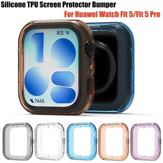 Soft TPU สําหรับ Huawei Watch Fit 5 Hollow ซิลิโคน Watchband Screen Protector กรอบกันชนสําหรับ Huawei Fit 5 Pro Fit5 Smartwatch ฝาครอบ Shell