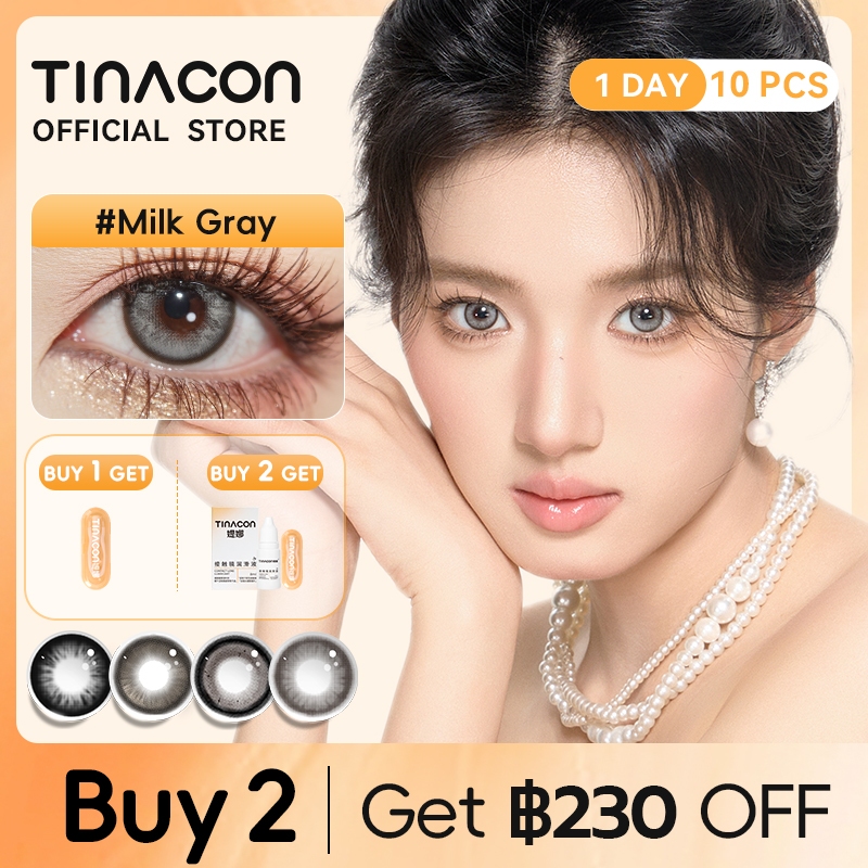 TINACON 10PCS สีอ่อน คอนแทคเลนส์รายวันเกรด (0.0~ 8.0) DIA 14.2/14.5
