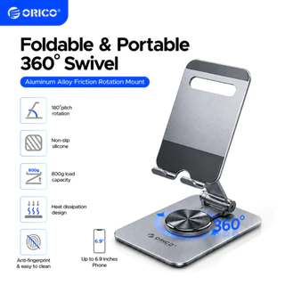 Orico 360 ที่วางมือถือ มีซิลิโคนกันลื่น น้ำหนักเบา พับเก็บได้ รองรับมือถือทุกรุ่นสูงสุด 6.8 นิ้ว (PS2)