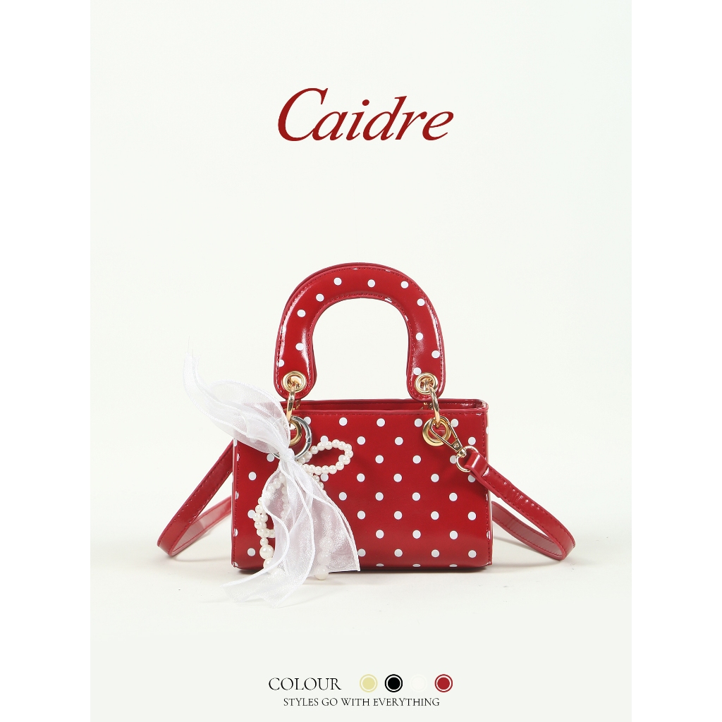 Caidre Korean Style Polka Dot Portable Small Bag Commuter Small Tote Bag Messenger Bag