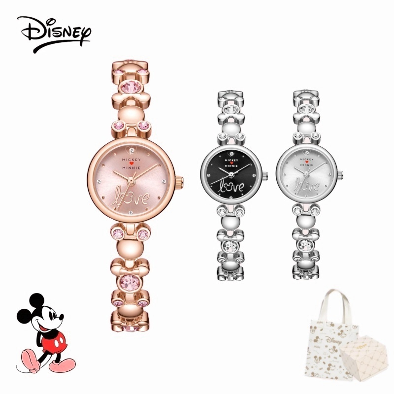 DISNEY Mickey Series Alloy นาฬิกาผู้หญิงกันน้ําฝังเพทาย MK-11333
