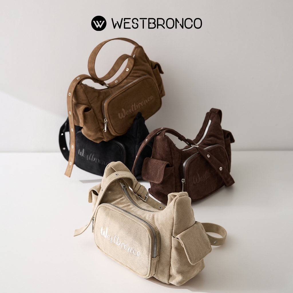 【New Arrival】WESTBRONCO ฮีเธอร์ (Heather) - กระเป๋าหนังกลับเรโทร กระเป๋าสะพายไหล่ผู้หญิง หลายช่อง ทรงใต้วงแขน สายปรับได้ ใช้ได้ทั้งสะพายไหล่และครอสบอดี้