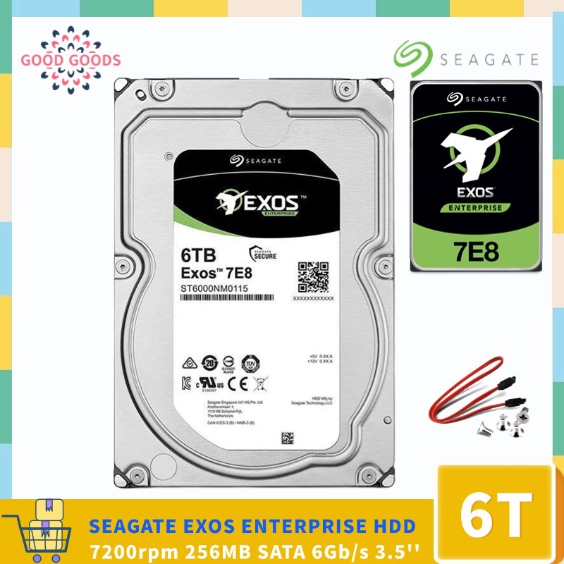 SEAGATE EXOS 7E8 6TB ST6000NM0115 ENTERPRISE 3.5 HDD 7200rpm 256MB SATA 6Gb/s Air
