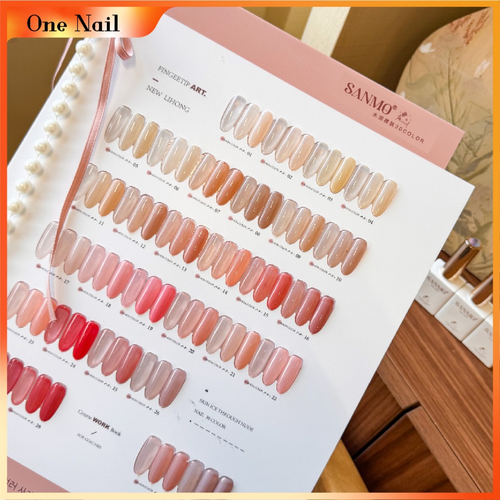 SANMO ชุดแต่งเล็บ 30 สี (กาวยาทาเล็บสีชมพูนู้ดใสกึ่งใส) ฟรีการ์ดสี+โซ่มุก ริบบิ้นริบบิ้น ราคา ถูกที่สุด ดีลบีเคเค แกลเลอรีภาพที่ 4