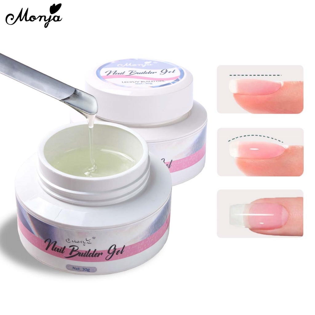 Monja 30g เล็บใส Builder UV Quick เสริมสร้างอาคาร Self Leveling Smoothเล็บเคล็ดลับ เจล Construction