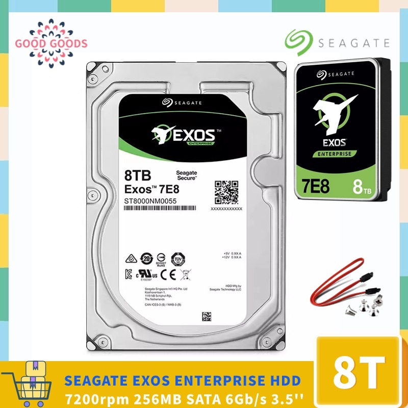 SEAGATE EXOS 7E8 8TB ST8000NM0055 ENTERPRISE 3.5 HDD 7200rpm 256MB SATA 6Gb/s Air