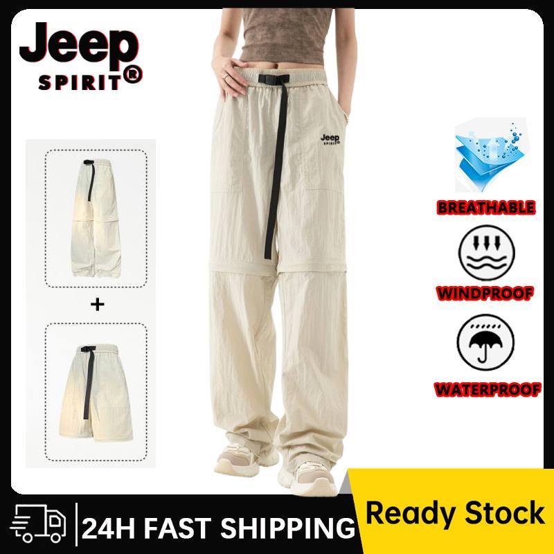 JEEP SPIRIT กางเกงทอกลางแจ้งฤดูร้อนขาที่ถอดออกได้หลวมกางเกงลําลองกันน้ํา