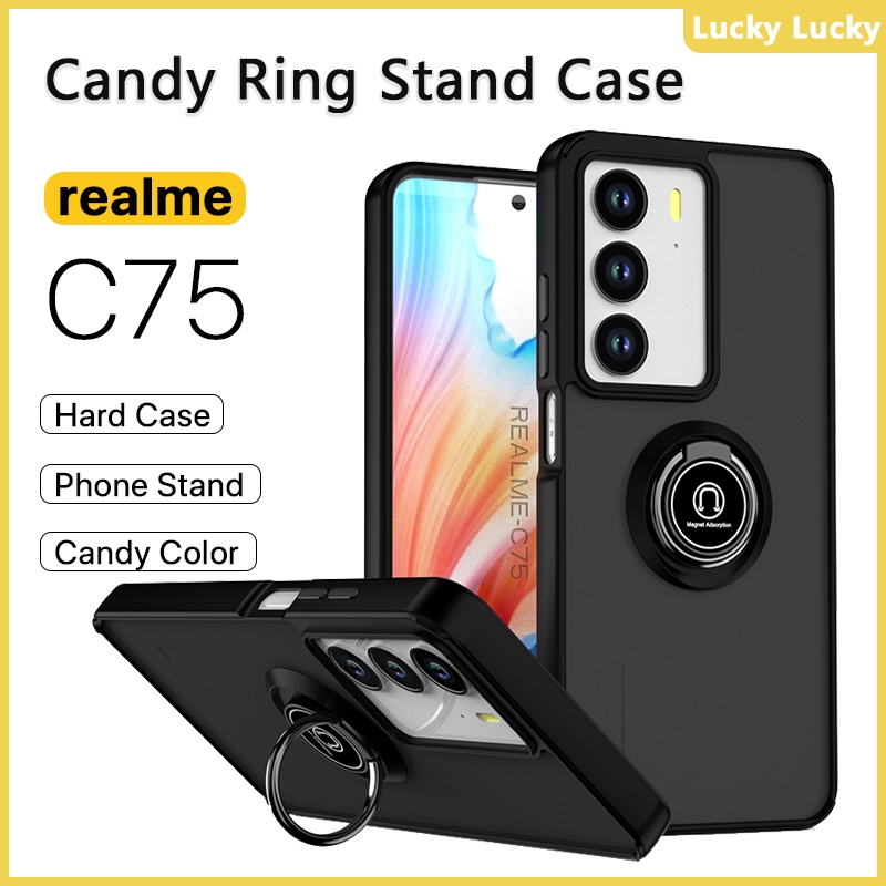 เคส Realme C75 C75X C73 C71 C65 C63 C61 C55 C53 C51 หรา ที่วางแหวนอะครีลิคแบบแข็ง เคส กันกระแทก รองร
