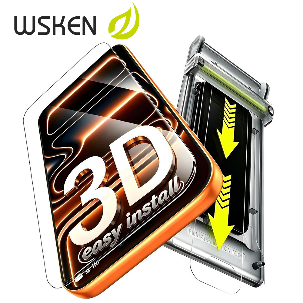 WSKEN ขอบใส เอชดี ฟิล์ม for iPhone 17ProMax 3D ไม่มีขอบสีดำ ฟิล์มกระจกนิรภัย ไอโฟน 17 16Pro 15 Plus เต็มหน้าจอ ไม่มีฟองอากาศ กันรอย ติดตั้งง่าย