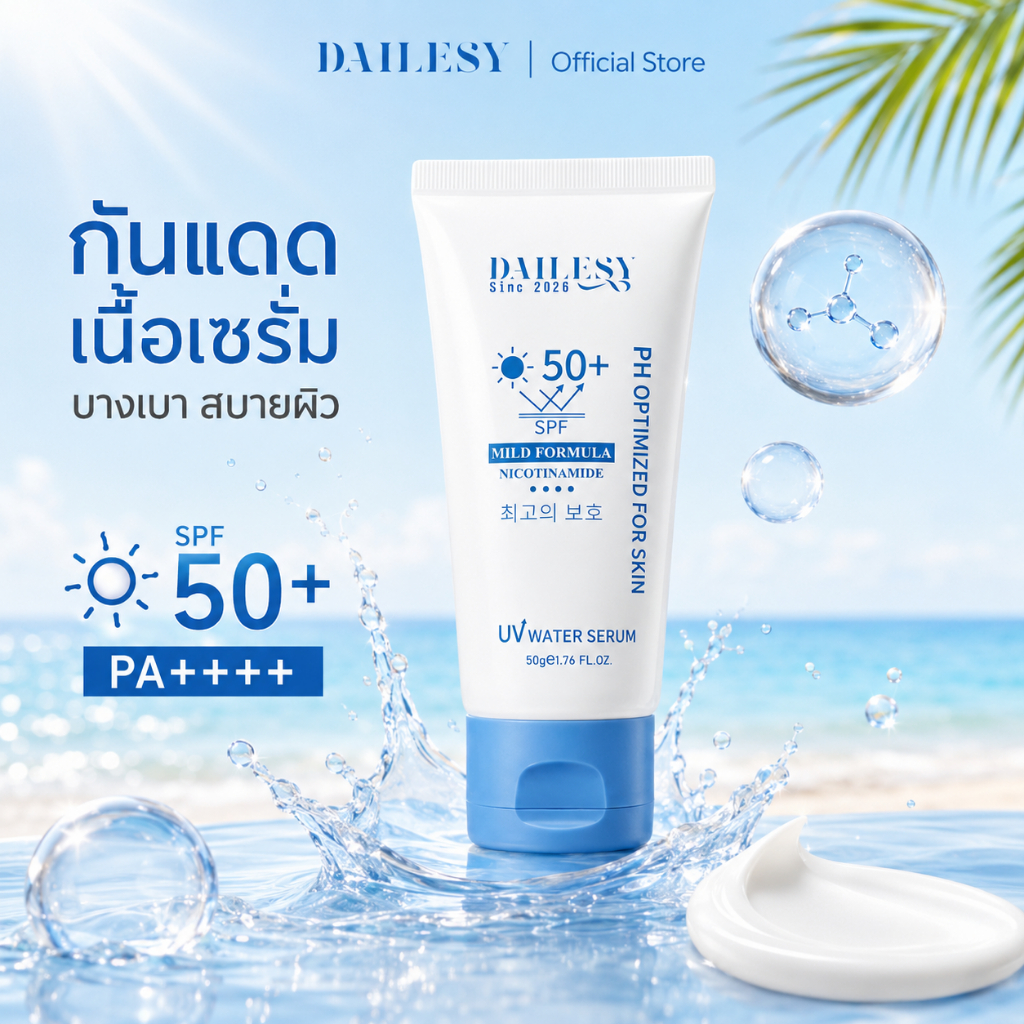DAILESY Body Sunscreen Serum SPF50+++++ เซรั่มกันแดดเนื้อบางเบาที่ปกป้องผิวจากแสงแดดและมลภาวะ นี่เดย์ ไบรท์เทนนิ่ง บอดี้ เซรั่ม เคลียร์ คอมทันที