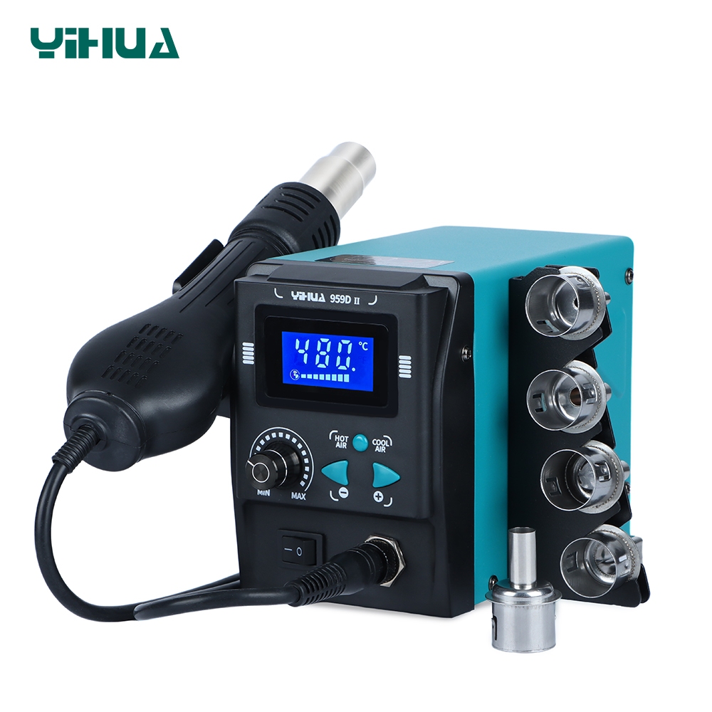 YIHUA 959D-II 700W Hot Air Rework Station เครื่องมือซ่อมแซมดิจิตอลพร้อมการสอบเทียบอุณหภูมิจอแสดงผล L