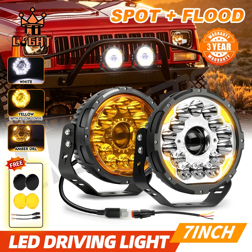 AUXBEAM 7 "รอบ LED ขับรถทํางานไฟ 360-PRO Spot Pods Combo โคมไฟ DRL SUV