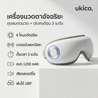 Aurora8 เครื่องนวดตา เครื่องนวดตาไฟฟ้า ประคบร้อน แรงดันอากาศ สั่น Bluetooth 6 โหมด ลดอาการตาล้า