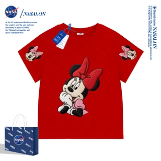 NASA เสื้อยืดเด็กแขนสั้น สไตล์เกาหลี ผ้าฝ้าย 100% พิมพ์ลายมิกกี้เมาส์ นุ่มสบาย ลำลอง เหมาะสำหรับเด็กอายุ 1-12 ปี