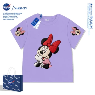 NASA เสื้อยืดเด็กแขนสั้น สไตล์เกาหลี ผ้าฝ้าย 100% พิมพ์ลายมิกกี้เมาส์ นุ่มสบาย ลำลอง เหมาะสำหรับเด็กอายุ 1-12 ปี
