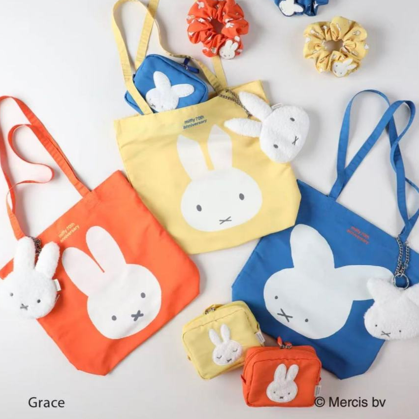 กระเป๋าโท้ต Miffy ความจุขนาดใหญ่ Casual All-Match ที่เก็บของพับได้กระเป๋าช้อปปิ้งกระเป๋าจี้