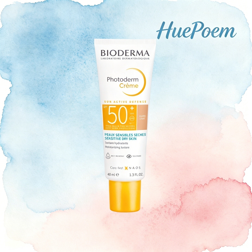 Bioderma Photoderm Crème SPF50+ Sunscreen 40ml, ให้ความชุ่มชื้นสําหรับผิวแพ้ง่ายแห้ง